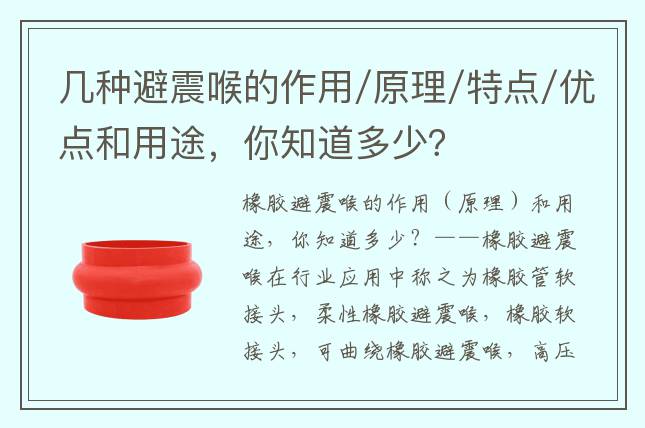幾種避震喉的作用/原理/特點/優(yōu)點和用途，你知道多少？